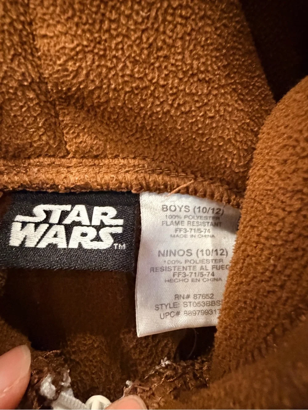 Star Wars Chewbacca /Wookie Brown Hooded Kids PJ/ Costume Onesie - Picture 3 of 5